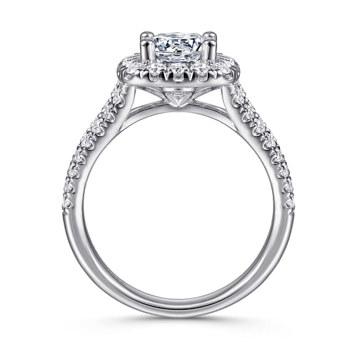 James - 14K White Gold Cushion Halo Round Diamond Engagement Ring - 0.78 ct - Shot 2
