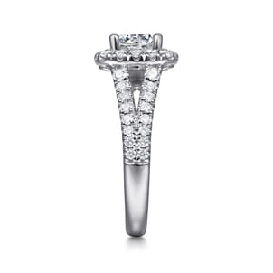 James - 14K White Gold Cushion Halo Round Diamond Engagement Ring