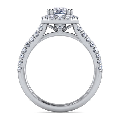 James - 14K White Gold Halo Emerald Cut Diamond Engagement Ring