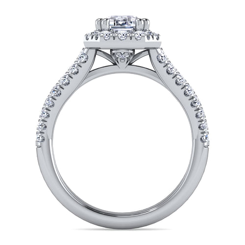 James - 14K White Gold Halo Emerald Cut Diamond Engagement Ring - 0.77 ct - Shot 2