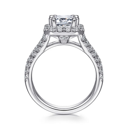 James - 14K White Gold Halo Emerald Cut Diamond Engagement Ring
