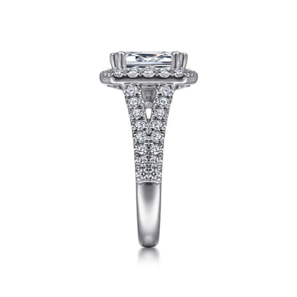 James - 14K White Gold Halo Emerald Cut Diamond Engagement Ring