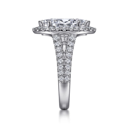 James - 14K White Gold Marquise Shape Halo Diamond Engagement Ring