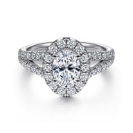James - 14K White Gold Oval Halo Diamond Engagement Ring