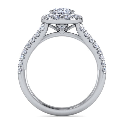 James - 14K White Gold Oval Halo Diamond Engagement Ring