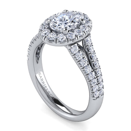 James - 14K White Gold Oval Halo Diamond Engagement Ring