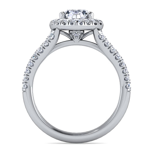 James - 14K White Gold Pear Shape Halo Diamond Engagement Ring - 0.8 ct - Shot 2