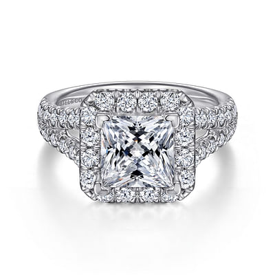James - 14K White Gold Princess Halo Diamond Engagement Ring