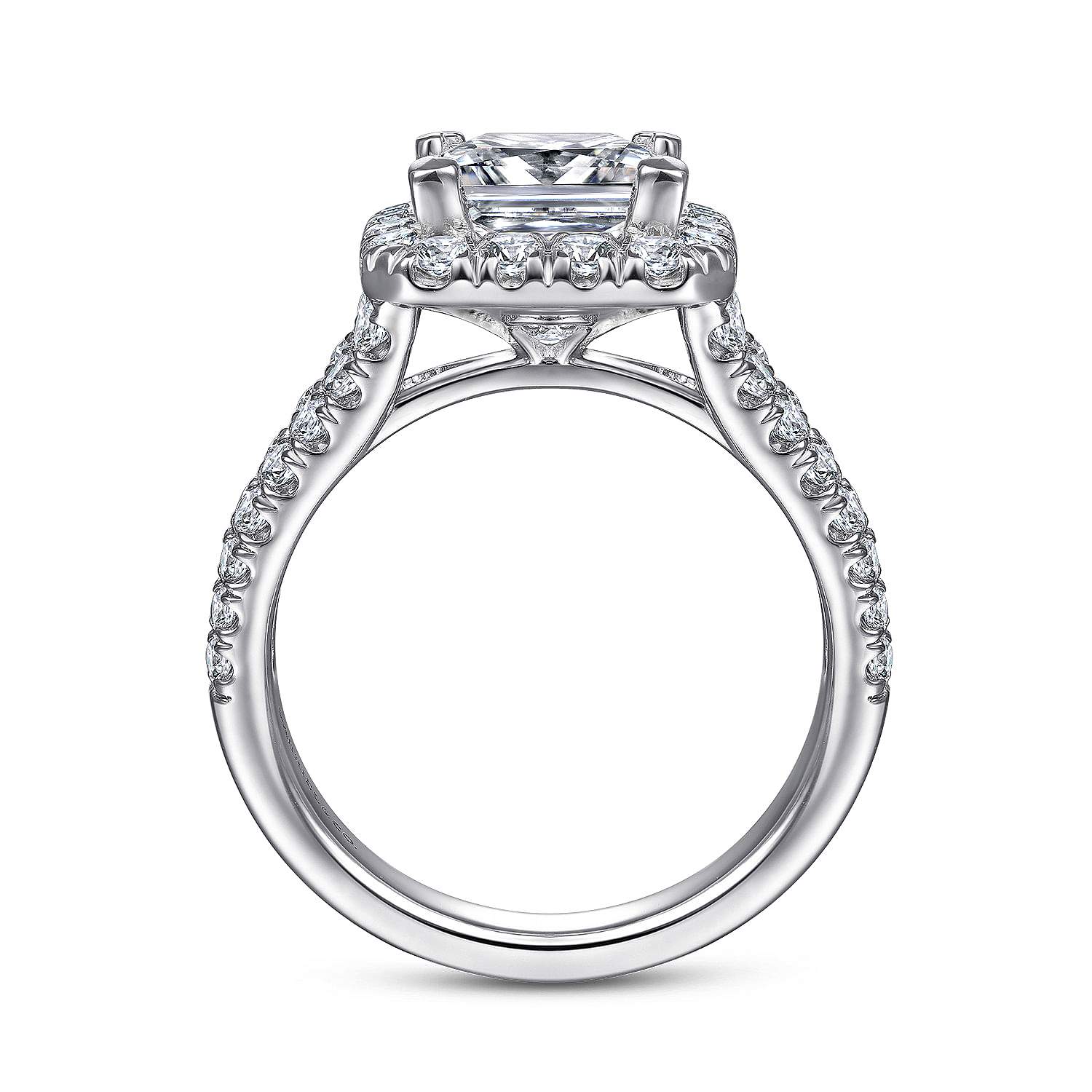 James - 14K White Gold Princess Halo Diamond Engagement Ring - 1 ct - Shot 2