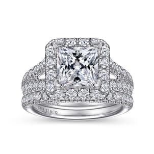 James - 14K White Gold Princess Halo Diamond Engagement Ring