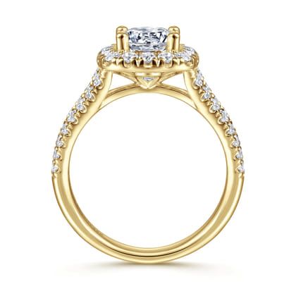 James - 14K Yellow Gold Cushion Halo Round Diamond Engagement Ring