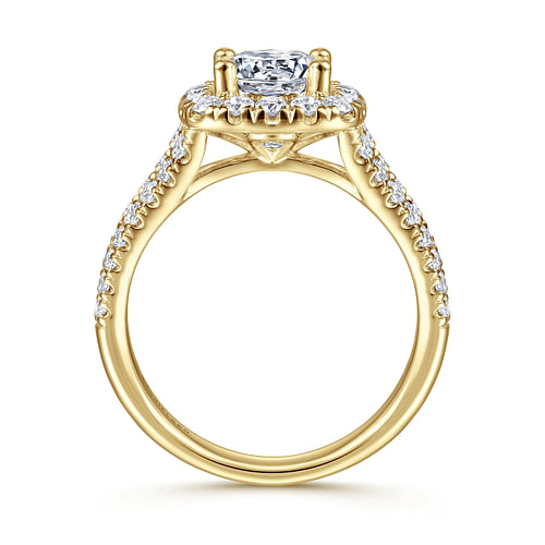 James - 14K Yellow Gold Cushion Halo Round Diamond Engagement Ring - 0.78 ct - Shot 2