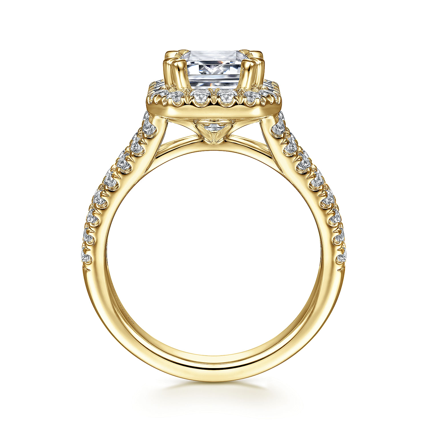 James - 14K Yellow Gold Halo Emerald Cut Diamond Engagement Ring