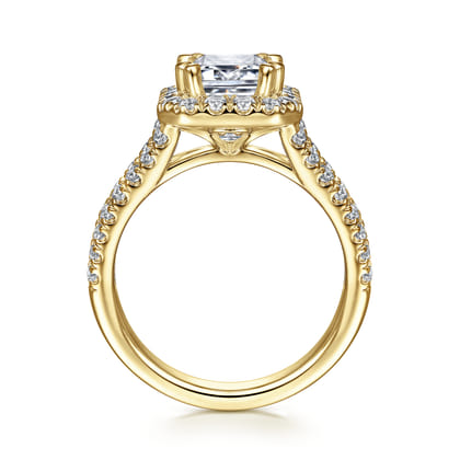 James - 14K Yellow Gold Halo Emerald Cut Diamond Engagement Ring
