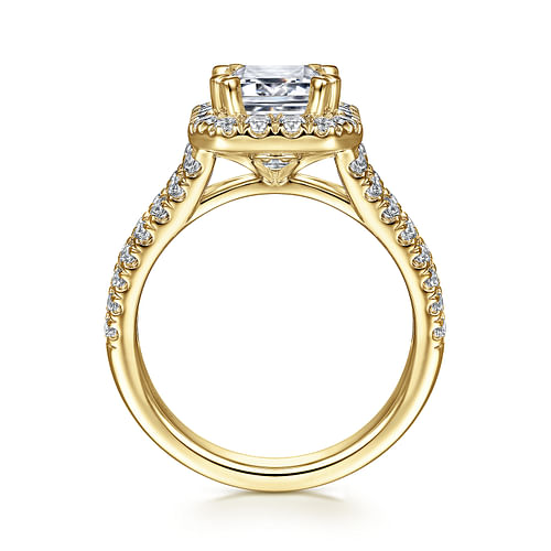 James - 14K Yellow Gold Halo Emerald Cut Diamond Engagement Ring - 0.93 ct - Shot 2