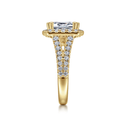 James - 14K Yellow Gold Halo Emerald Cut Diamond Engagement Ring