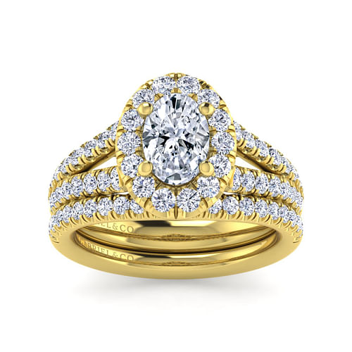 James - 14K Yellow Gold Oval Halo Diamond Engagement Ring - 0.77 ct - Shot 4