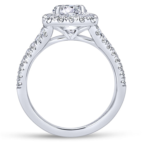 James - Platinum Cushion Halo Round Diamond Engagement Ring - 0.78 ct - Shot 2