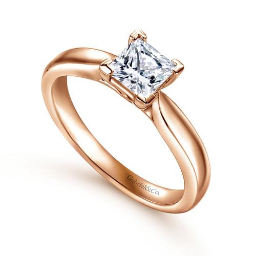 Jamie - 14K Rose Gold Princess Cut Diamond Engagement Ring - Shot 3