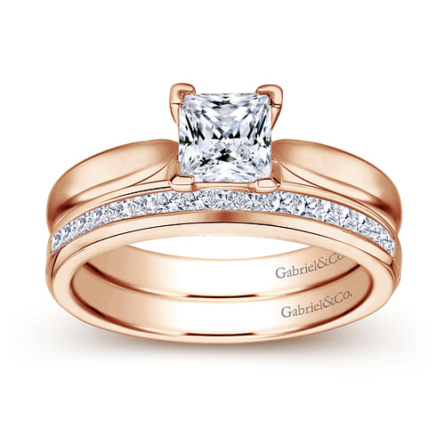 Jamie - 14K Rose Gold Princess Cut Diamond Engagement Ring - Shot 4