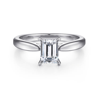 Jamie - 14K White Gold Emerald Cut Diamond Engagement Ring