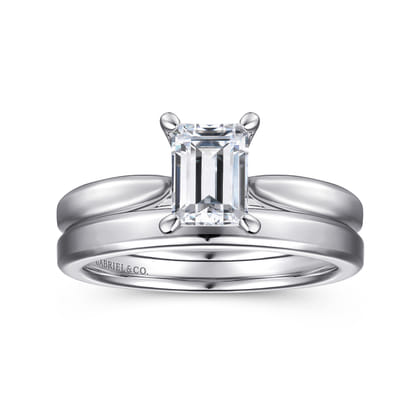 Jamie - 14K White Gold Emerald Cut Diamond Engagement Ring