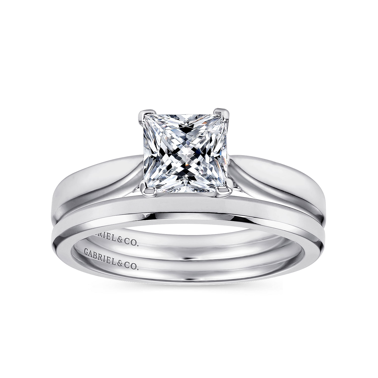 Jamie - 14K White Gold Princess Cut Diamond Engagement Ring - Shot 4