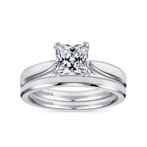 Jamie - 14K White Gold Princess Cut Diamond Engagement Ring - Shot 4