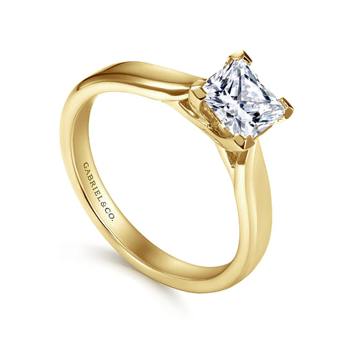 Jamie - 14K Yellow Gold Princess Cut Diamond Engagement Ring - Shot 3