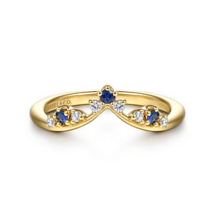 Janay - 14K Yellow Gold Prong Set Sapphire and Diamond Anniversary Band