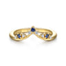 Curved Wedding Ring in 14k Yellow Gold with Round Sapphire at Gabriel & Co.