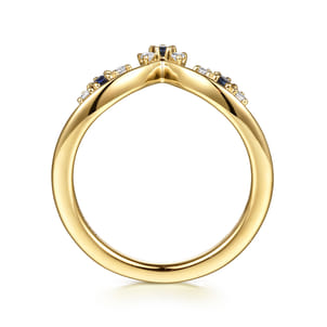 Janay - 14K Yellow Gold Prong Set Sapphire and Diamond Anniversary Band