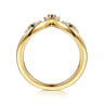 Curved Wedding Ring in 14k Yellow Gold with Round Sapphire at Gabriel & Co.