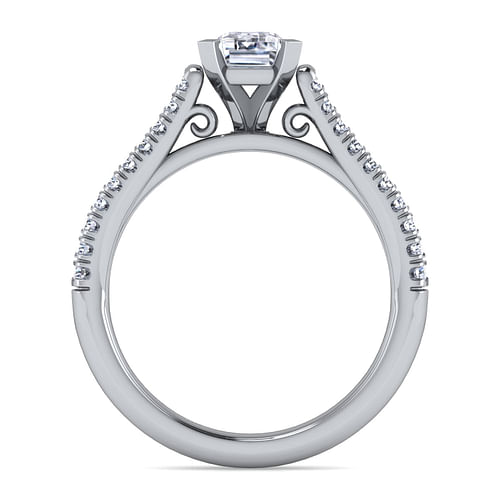 Janelle - 14K White Gold Emerald Cut Diamond Engagement Ring - 0.38 ct - Shot 2