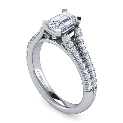 Janelle - 14K White Gold Emerald Cut Diamond Engagement Ring - 0.38 ct - Shot 3
