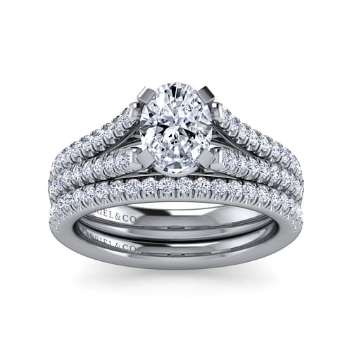 Janelle - 14K White Gold Oval Diamond Engagement Ring - 0.38 ct - Shot 4
