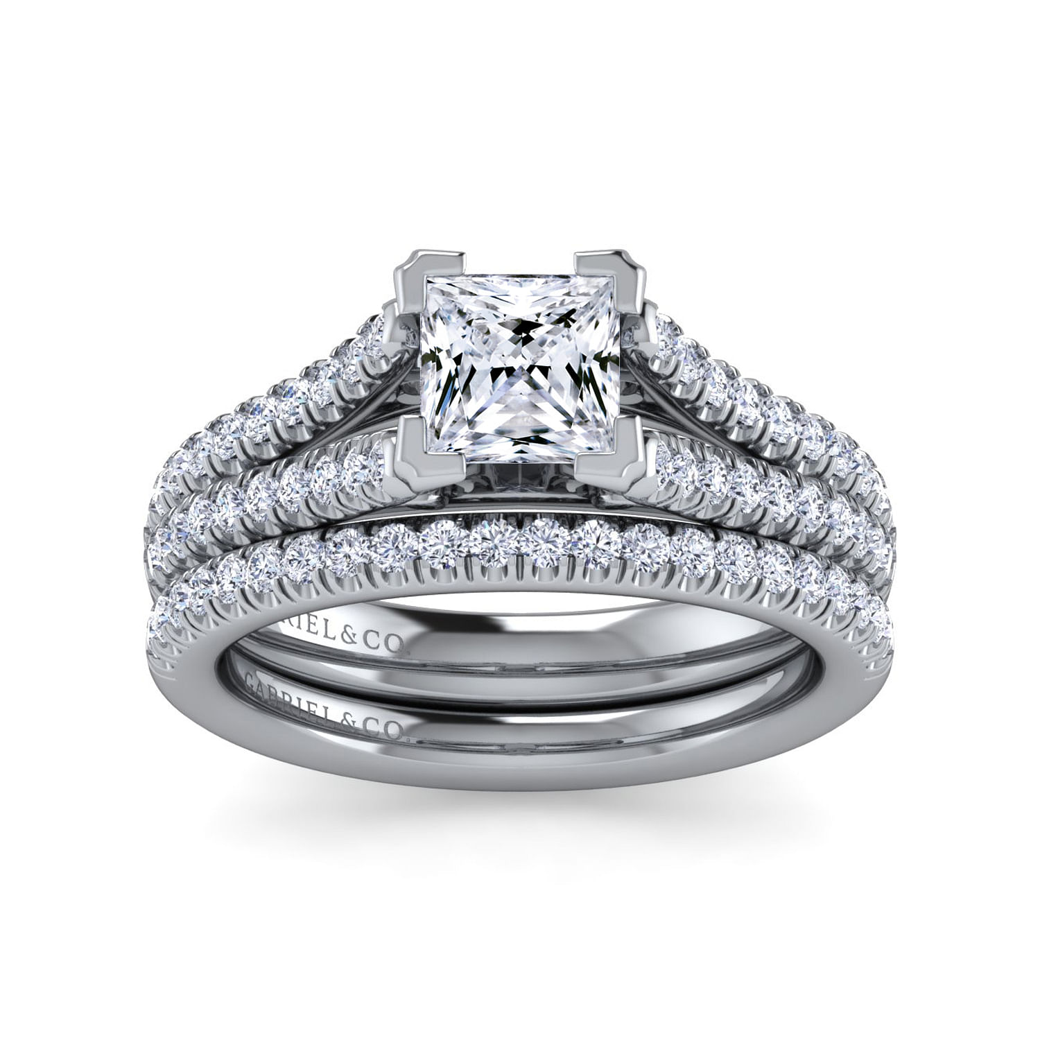 Janelle - 14K White Gold Princess Cut Diamond Engagement Ring - 0.38 ct - Shot 4