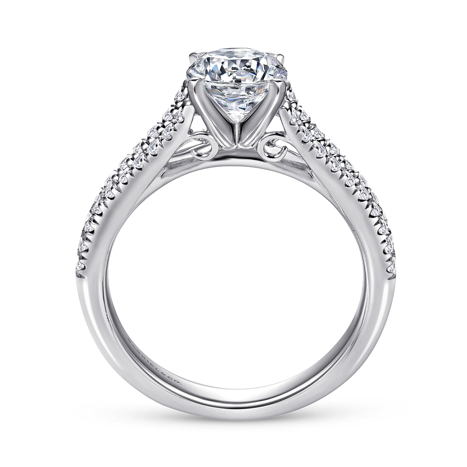 Janelle - 14K White Gold Round Split Shank Diamond Engagement Ring - 0.38 ct - Shot 2
