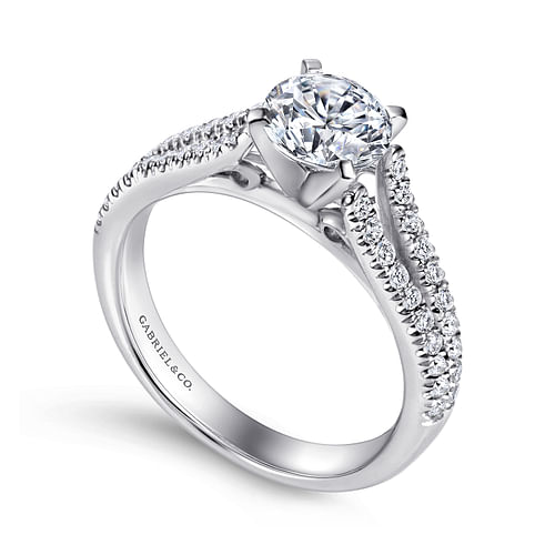 Janelle - 14K White Gold Round Split Shank Diamond Engagement Ring - 0.38 ct - Shot 3