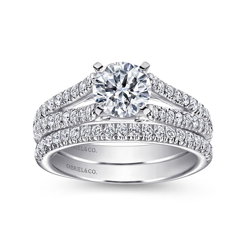 Janelle - 14K White Gold Round Split Shank Diamond Engagement Ring - 0.38 ct - Shot 4