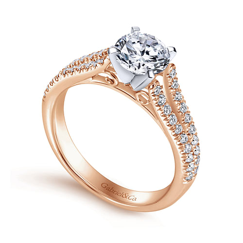 Janelle - 14K White-Rose Gold Round Diamond Split Shank Engagement Ring - 0.38 ct - Shot 3