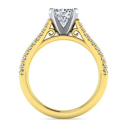 Janelle - 14K White-Yellow Gold Round Diamond Split Shank Engagement Ring - 0.38 ct - Shot 2
