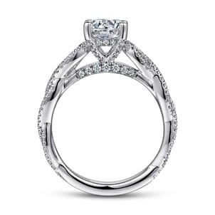 Janet - 14K White Gold Twisted Round Diamond Engagement Ring
