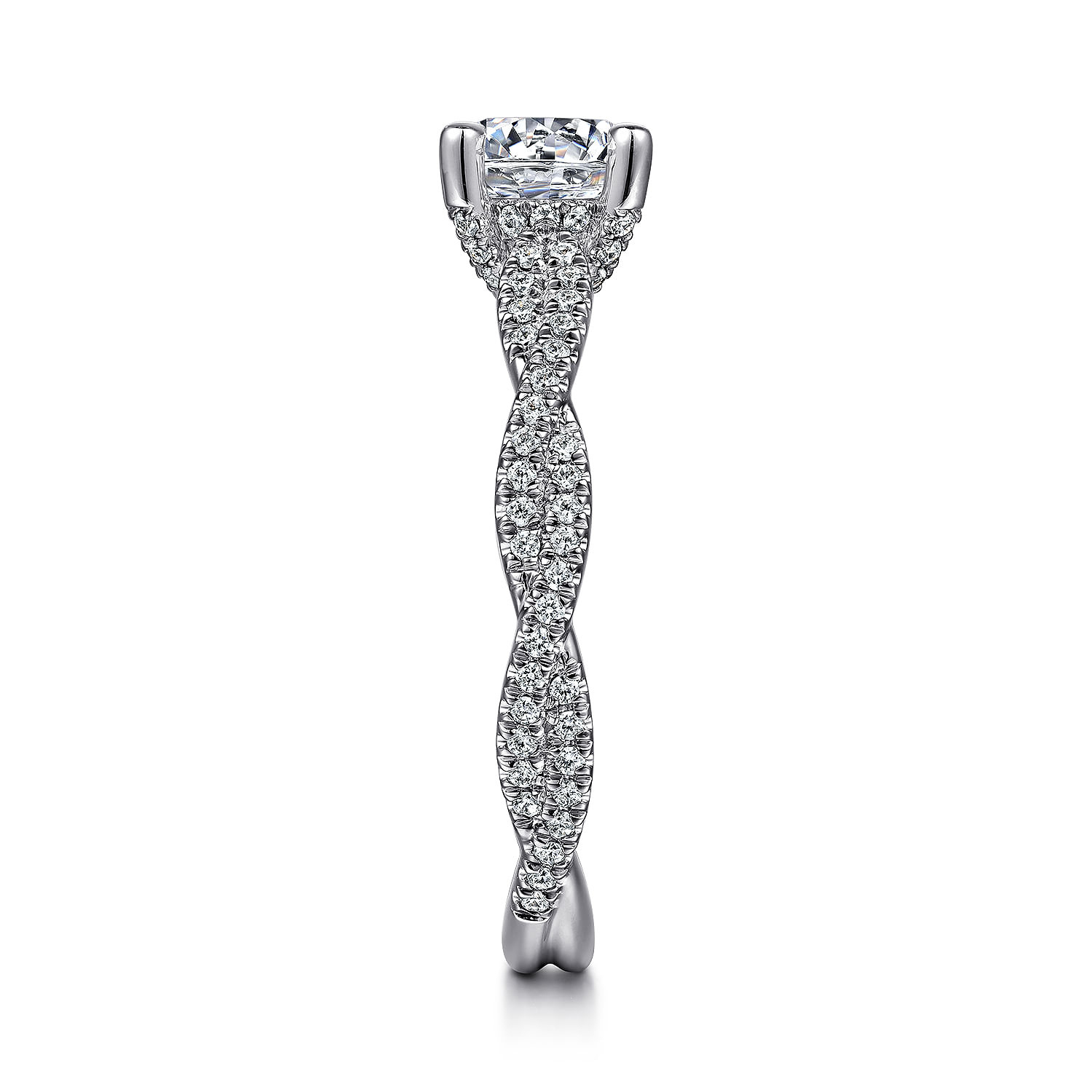 Janet - 14K White Gold Twisted Round Diamond Engagement Ring