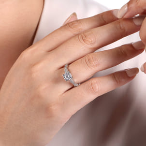 Janet - 14K White Gold Twisted Round Diamond Engagement Ring