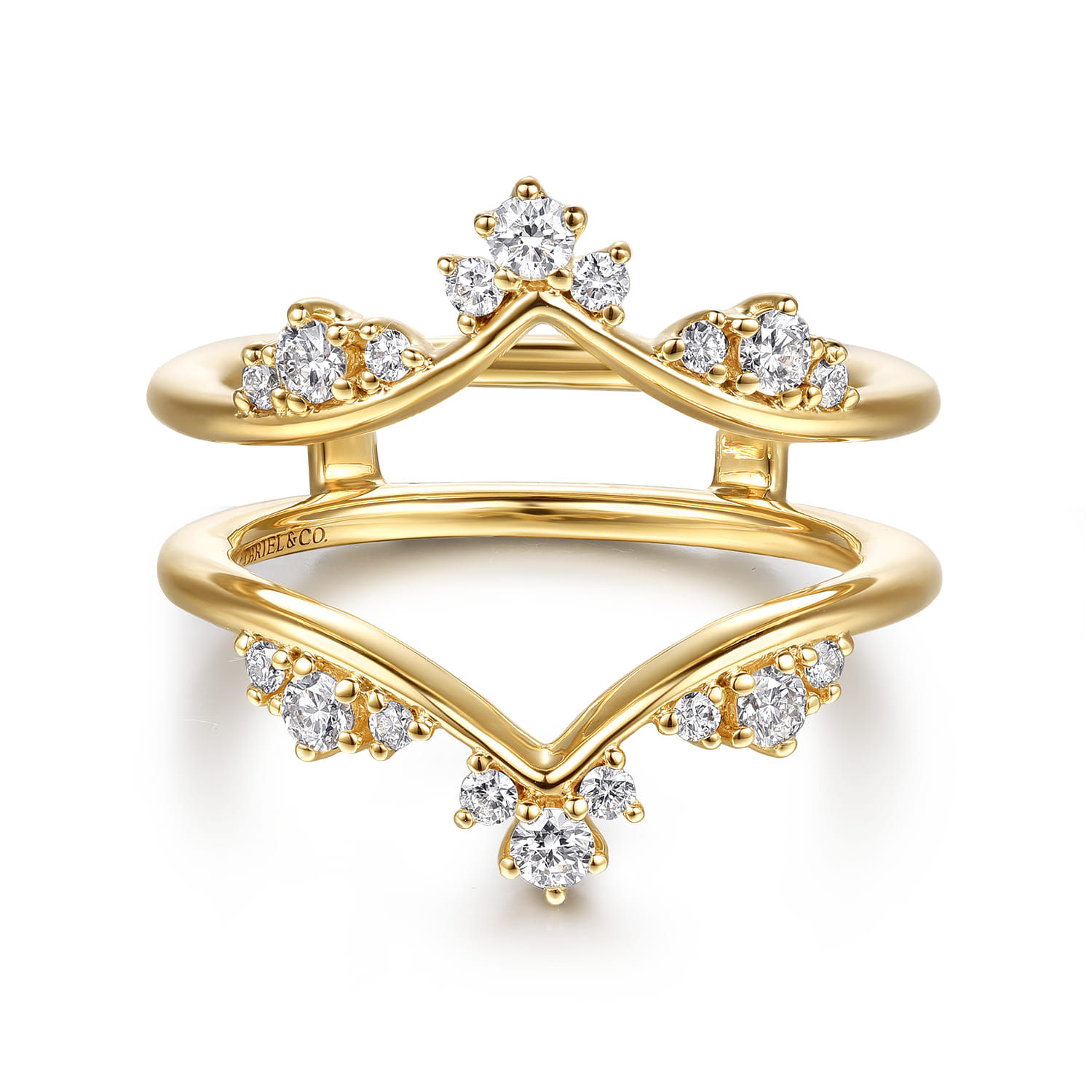 Enhancer Wedding Ring in 14k Yellow Gold with Round Natural Diamond at Gabriel & Co. - Shot 1