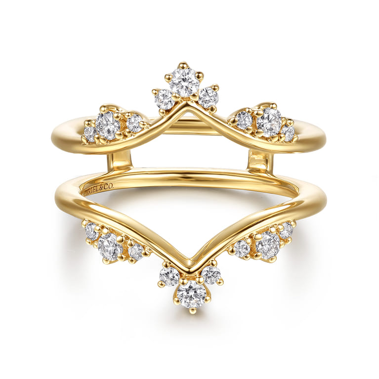 Enhancer Wedding Ring in 14k Yellow Gold with Round Natural Diamond at Gabriel & Co. - Shot 1