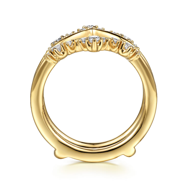 Enhancer Wedding Ring in 14k Yellow Gold with Round Natural Diamond at Gabriel & Co. - Shot 2