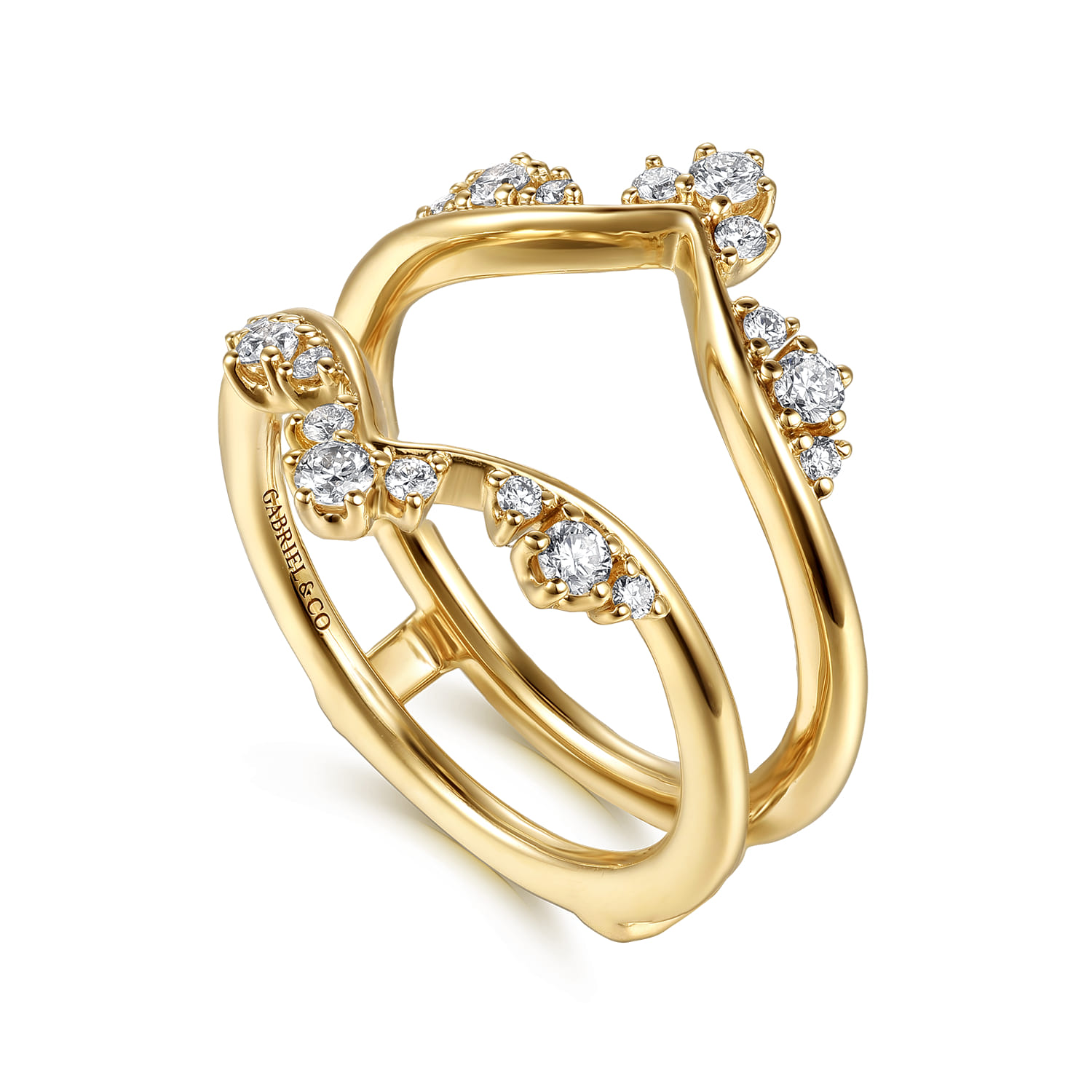 Enhancer Wedding Ring in 14k Yellow Gold with Round Natural Diamond at Gabriel & Co. - Shot 3
