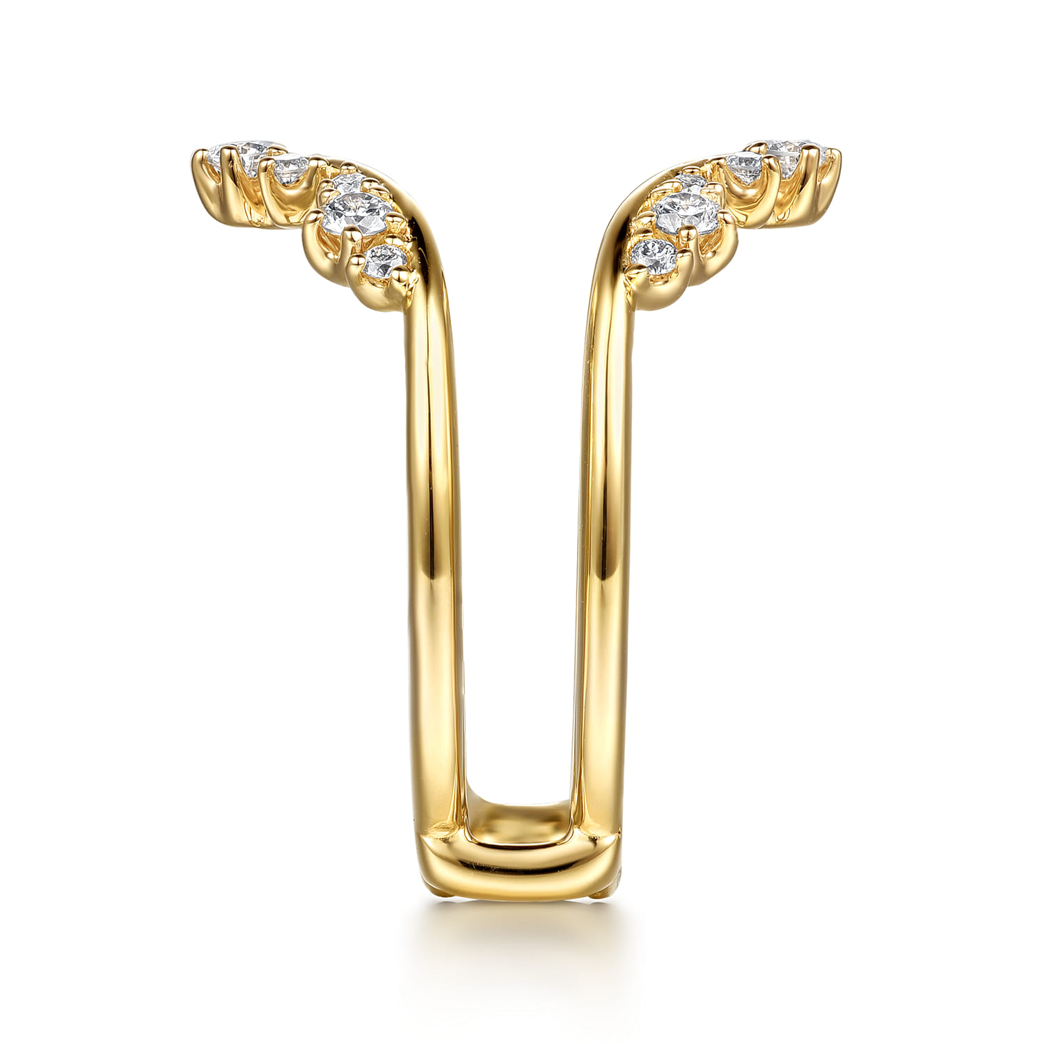 Enhancer Wedding Ring in 14k Yellow Gold with Round Natural Diamond at Gabriel & Co. - Shot 4